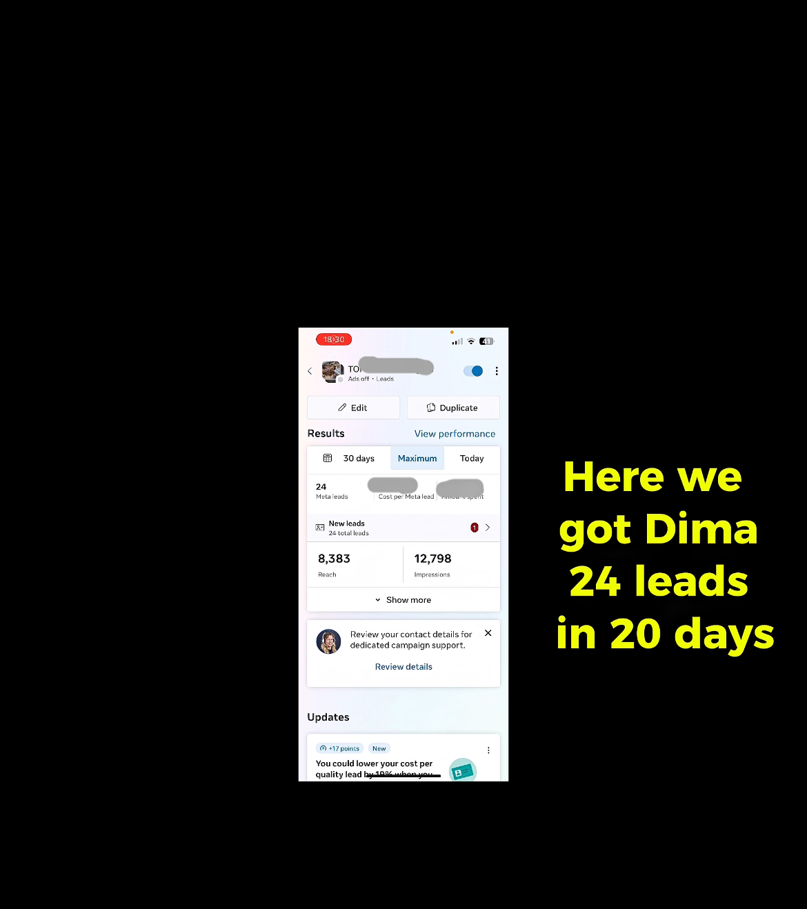 Case study showing 24 leads in 20 days
